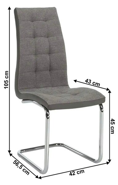 Scaun SALOMA NEW, gri, stofa clasica/pielele ecologica/metal, 42x56.5x