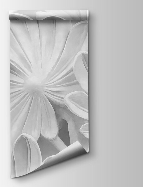 Fototapet Un model floral elegant în nuanțe de alb, Fototapet natură, Fototapet populare, t00884 - Tapeko.ro