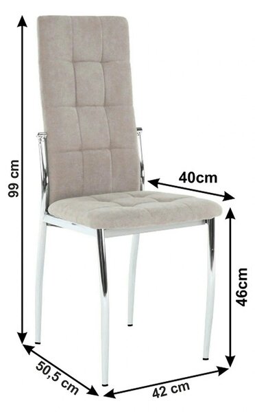 Scaun ADORA NEW, bej, stofa clasica/metal, 42x51x99 cm