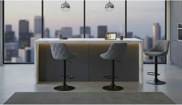 Scaun bar TERKAN, gri/negru, stofa clasica/otel, 48x51x84/105 cm