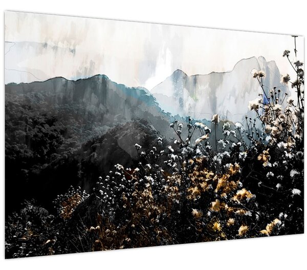 Tablou - Ilustrație de flori sălbatice (90x60 cm)