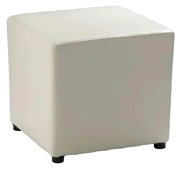 Taburet NIKI NEW, alb, piele ecologica, 36x36x36 cm