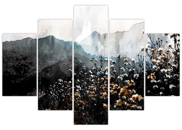 Tablou - Ilustrație de flori sălbatice (150x105 cm)