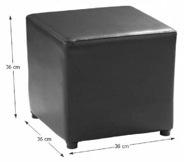 Taburet NIKI NEW, negru, piele ecologica, 36x36x36 cm