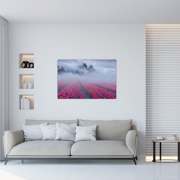 Tablou - Peisaj cu câmpuri de lalele (90x60 cm)