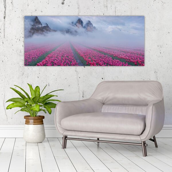 Tablou - Peisaj cu câmpuri de lalele (120x50 cm)