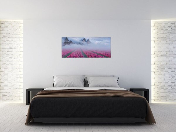 Tablou - Peisaj cu câmpuri de lalele (120x50 cm)