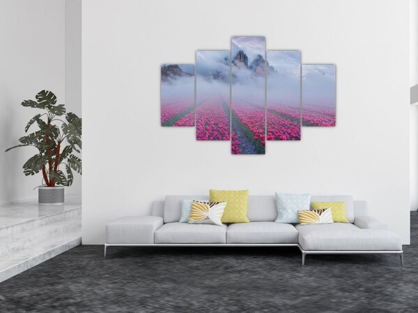 Tablou - Peisaj cu câmpuri de lalele (150x105 cm)
