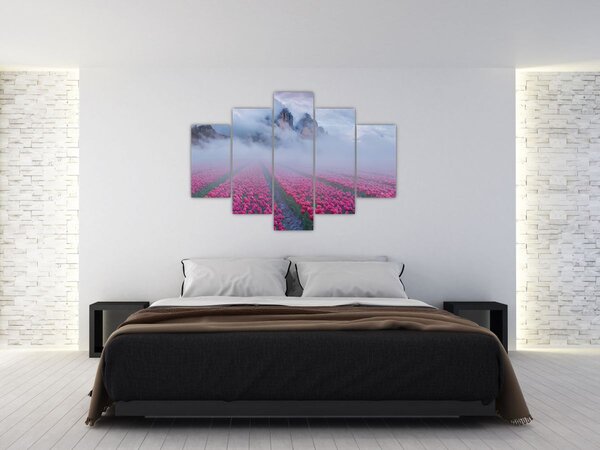 Tablou - Peisaj cu câmpuri de lalele (150x105 cm)
