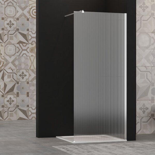 Invena perete cabină de duș walk-in 100 cm crom semi lucios/sticlă cu model AK-32-109