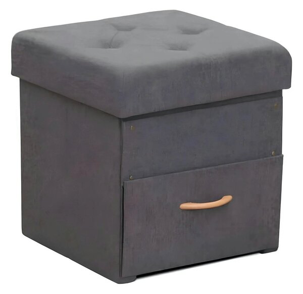 Taburet SULOT TYP 1, stofa clasica gri inchis, cu spatiu depozitare, 4
