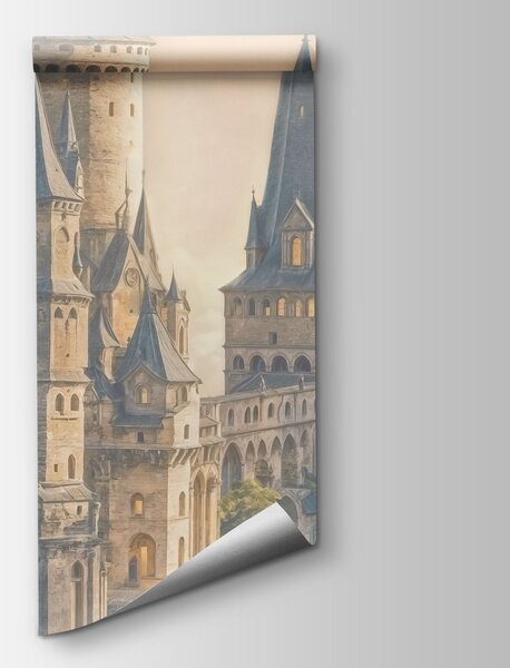 Fototapet Castel pe un deal, cu nori, Fototapet natură, Fototapet populare, t00893 - Tapeko.ro