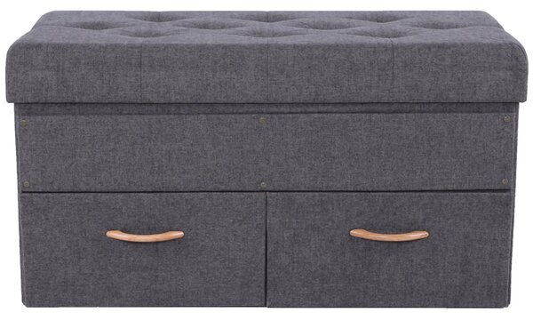 Taburet SULOT TYP 2, stofa clasica gri, cu spatiu depozitare, 84x42x43