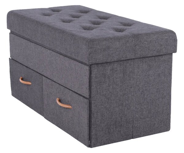 Taburet SULOT TYP 2, stofa clasica gri, cu spatiu depozitare, 84x42x43