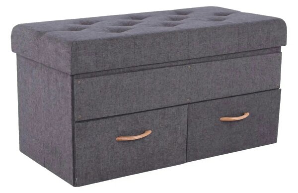 Taburet SULOT TYP 2, stofa clasica gri, cu spatiu depozitare, 84x42x43