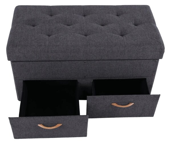 Taburet SULOT TYP 2, stofa clasica gri, cu spatiu depozitare, 84x42x43