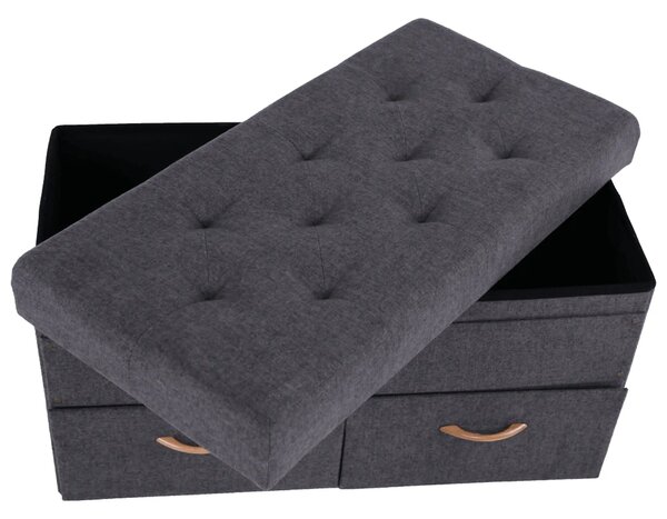 Taburet SULOT TYP 2, stofa clasica gri, cu spatiu depozitare, 84x42x43