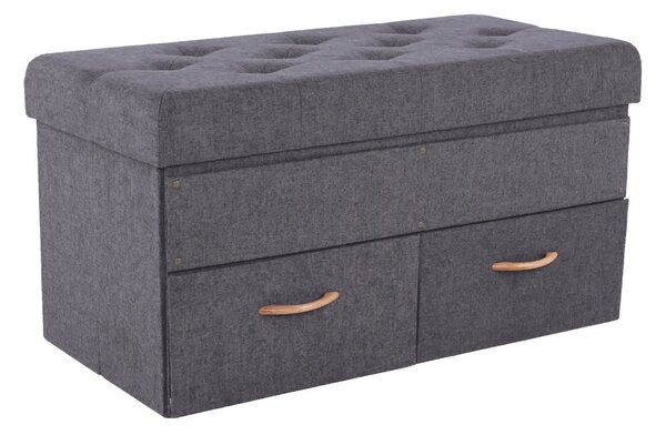 Taburet SULOT TYP 2, stofa clasica gri, cu spatiu depozitare, 84x42x43