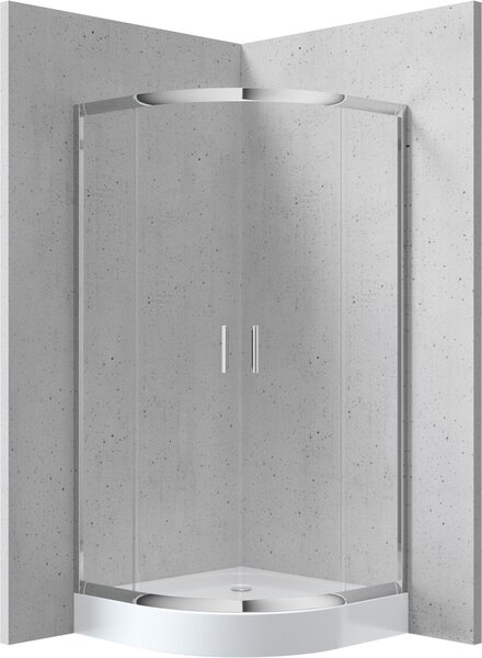 Deante Funkia cabină cu cădiță 90x90 cm semicircular crom luciu/sticlă transparentă KYPZ051K