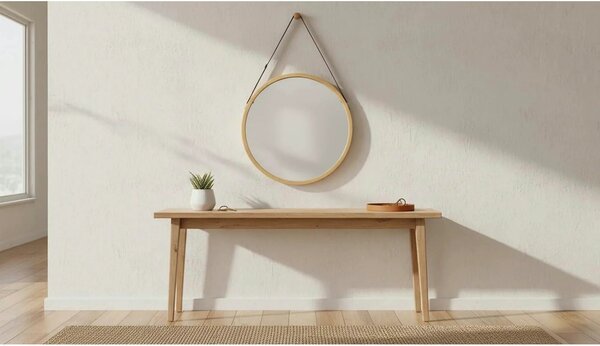 Oglinda LEMI 1, bambus natural, lemn de bambus, 45x2x45 cm