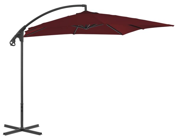 Umbrelă suspendată cu stâlp din oțel, bordo, 250 x 250 cm