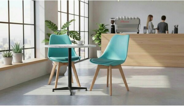 Scaun BALI NEW, mentol/fag, piele ecologica/plastic/lemn, 48x56x81 cm