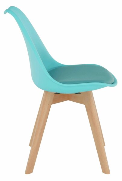 Scaun BALI NEW, mentol/fag, piele ecologica/plastic/lemn, 48x56x81 cm