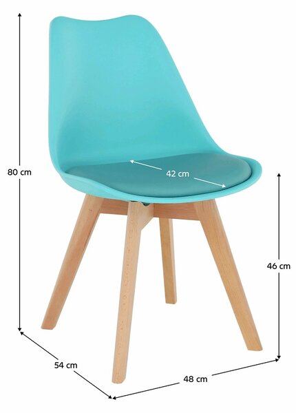 Scaun BALI NEW, mentol/fag, piele ecologica/plastic/lemn, 48x56x81 cm
