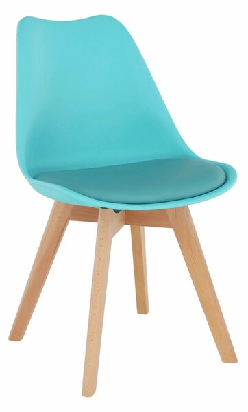 Scaun BALI NEW, mentol/fag, piele ecologica/plastic/lemn, 48x56x81 cm