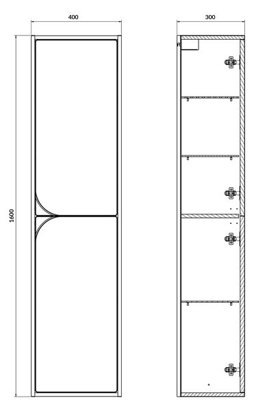 Cersanit Crea II dulap 40x30x160 cm laterala pe perete bej S1058–018