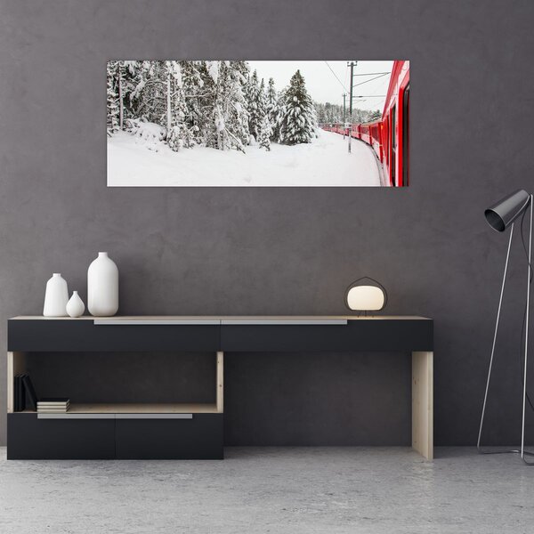 Tablou - Tren într-un peisaj înzăpezit (120x50 cm)