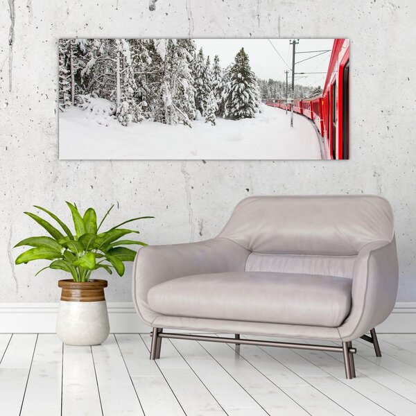Tablou - Tren într-un peisaj înzăpezit (120x50 cm)
