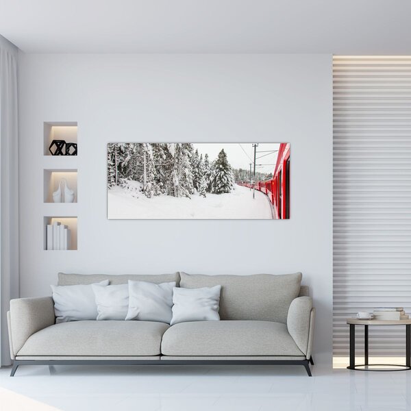 Tablou - Tren într-un peisaj înzăpezit (120x50 cm)