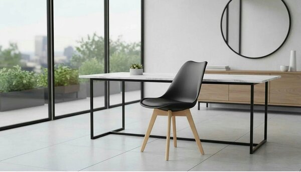 Scaun BALI 2 NEW, maro inchis/fag, piele ecologica/lemn, 48x56x80 cm