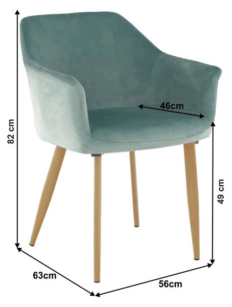 Scaun ODOVEL, menta/fag, tesatura/metal, 56x63x82 cm