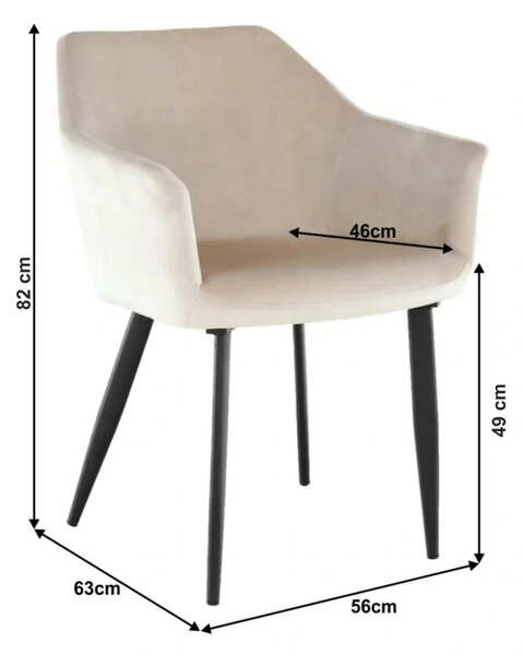 Scaun ODOVEL, bej/negru, tesatura/metal, 56x63x82 cm