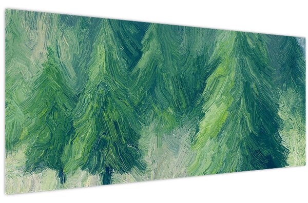 Tablou - Conifere pictate (120x50 cm)