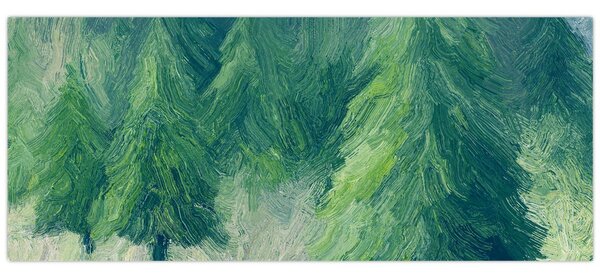 Tablou - Conifere pictate (120x50 cm)
