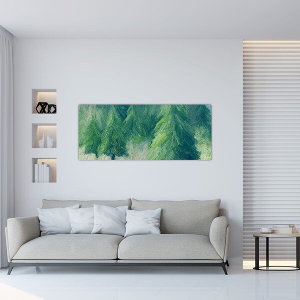 Tablou - Conifere pictate (120x50 cm)
