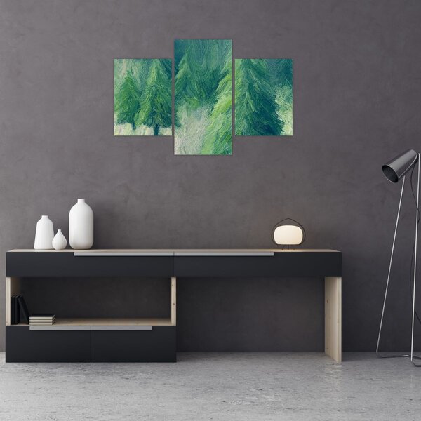 Tablou - Conifere pictate (90x60 cm)