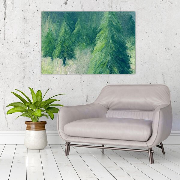 Tablou - Conifere pictate (90x60 cm)