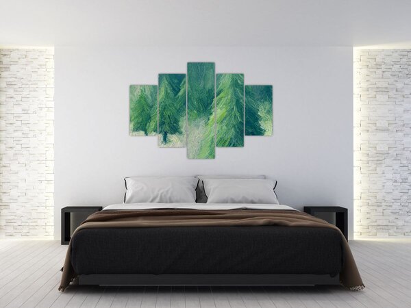 Tablou - Conifere pictate (150x105 cm)