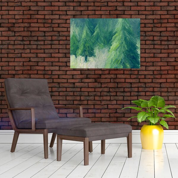 Tablou - Conifere pictate (70x50 cm)
