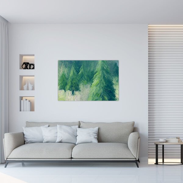 Tablou - Conifere pictate (90x60 cm)