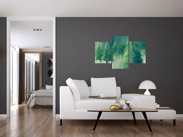 Tablou - Conifere pictate (90x60 cm)