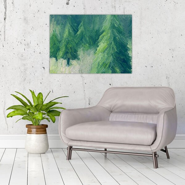 Tablou - Conifere pictate (70x50 cm)