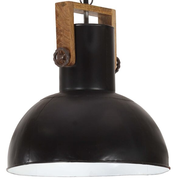 Lampă suspendată industrială, 25 W, negru, 42 cm, mango E27, rotund