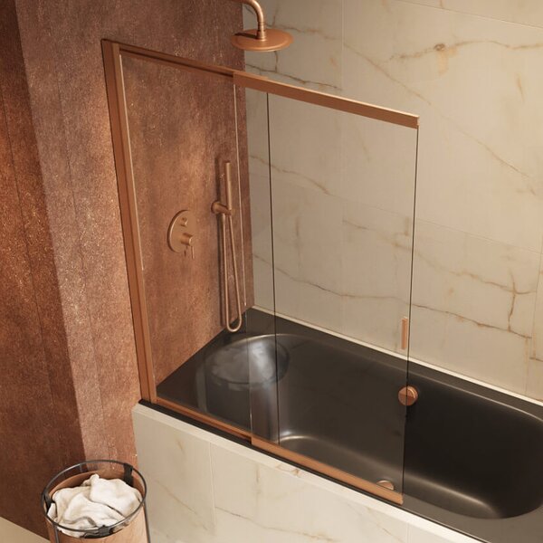 Excellent Liner paravan cadă 110 cm două piese cupru periat/sticlă transparentă KAEX.2960.1100.LP