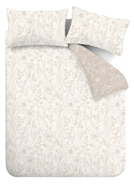 Lenjerie de pat bej din flanelă pentru pat dublu 200x200 cm Floral Toile – Bianca