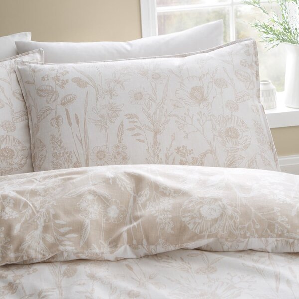 Lenjerie de pat bej din flanelă pentru pat dublu 200x200 cm Floral Toile – Bianca